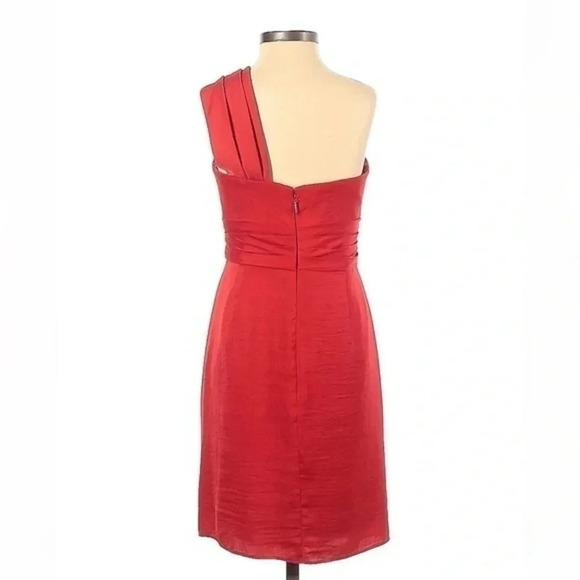 BCBGMAXAZRIA | Holiday Party Red Formal One Shoulder Cocktail Dress Size 2 XS - Picture 4 of 5